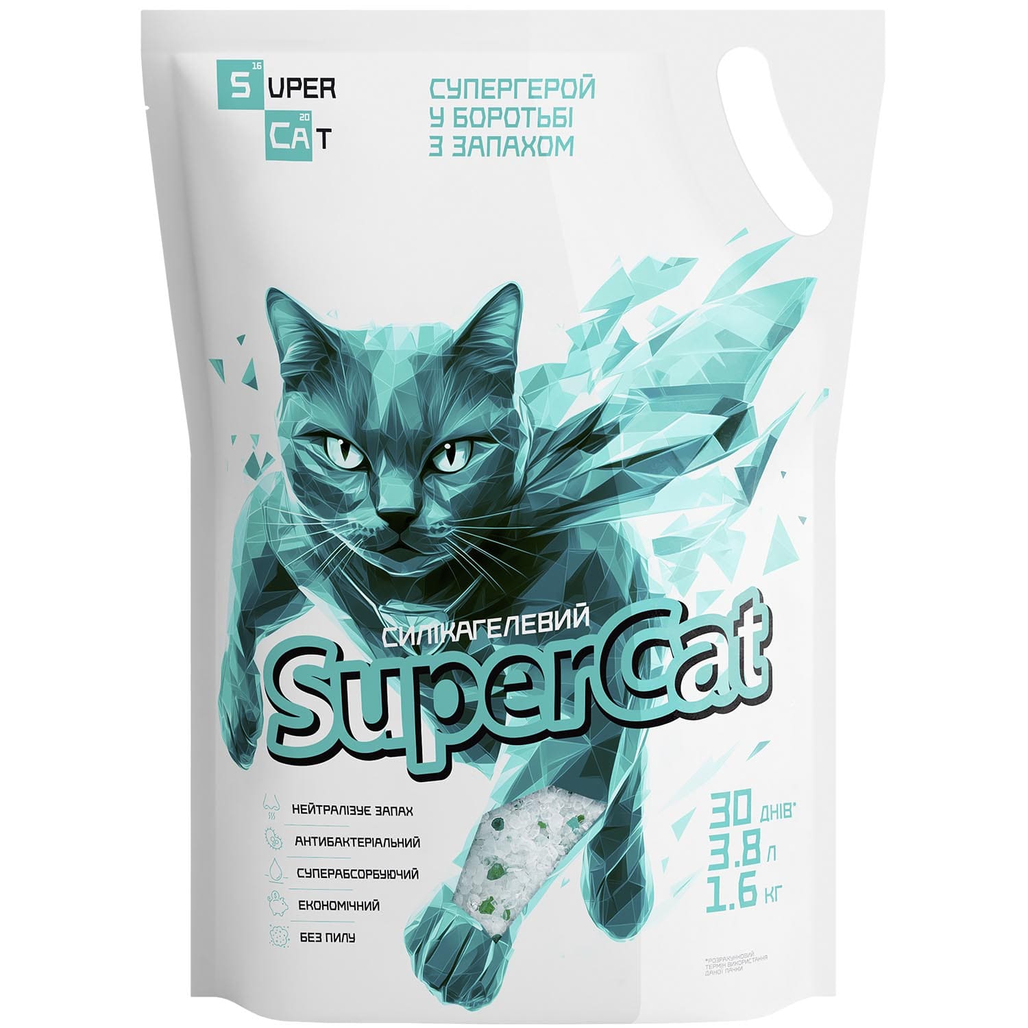 Силікагелевий наповнювач SuperCat для котячих туалетів, 1.6 кг / 3,0 л