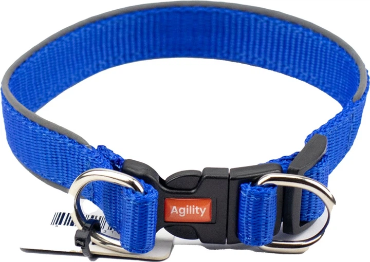 Нашийник"Agility"нейлон зі світловідбивним кантом та nnacT.npax.nopBin 20MM 320-360мм, синій