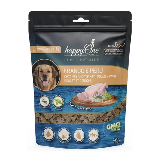 Преміум ласощі Snack happyOne Mediterraneum Dog Chicken and Turkey для собак, з куркою та індичкою 190 г