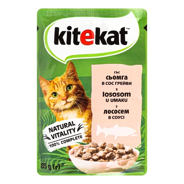 Вологий корм для кішок Kitekat з лососем в соусі 85 г