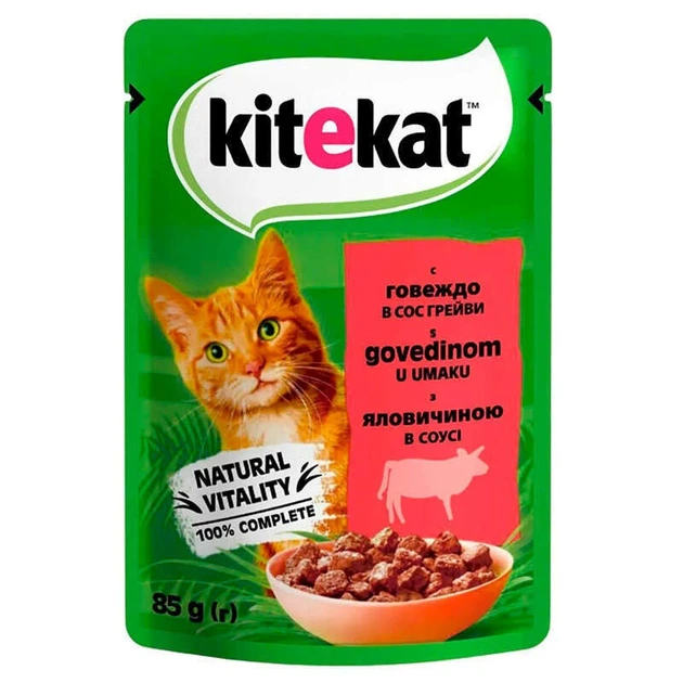 Корм Kitekat Яловичина в соусі 85 г
