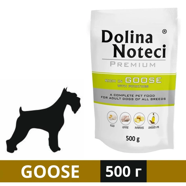Пауч Dolina Noteci Premium для собак з гускою та картоплею, 500 гр