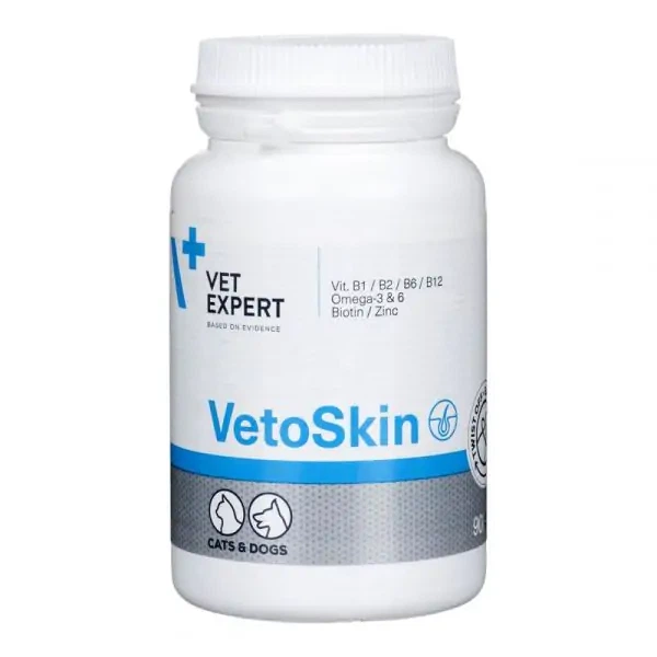 Харчова добавка Vet Expert VetoSkin для підтримання здоров’я шкіри і шерсті у котів та собак 1 табл
