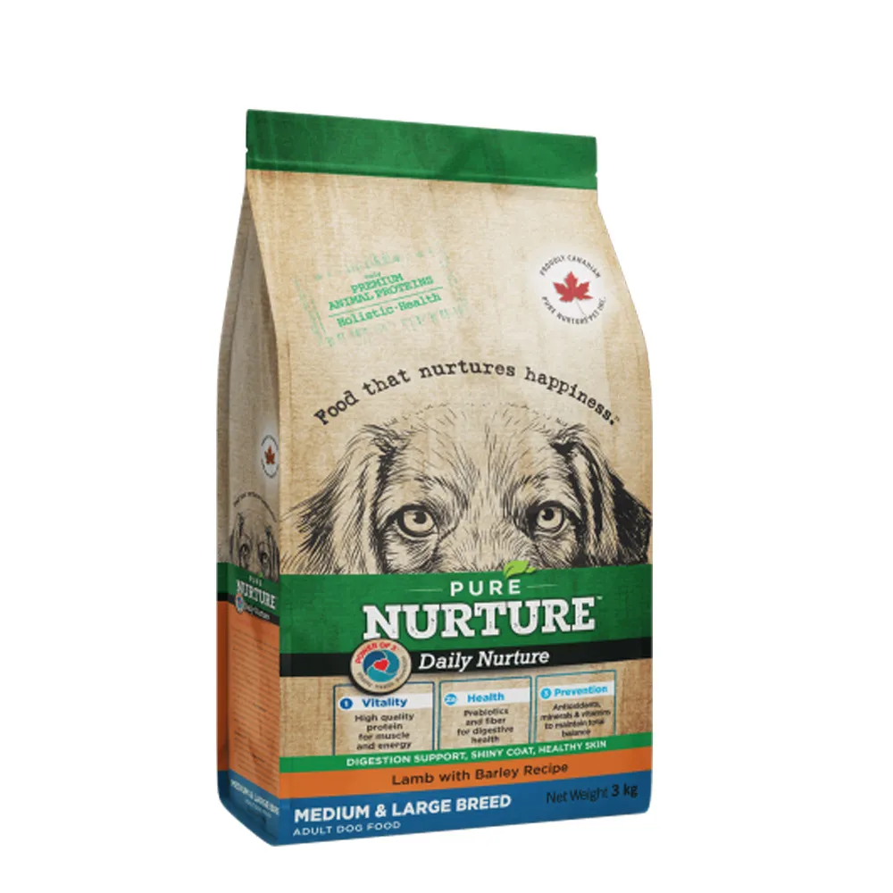 Pure Nurture Lamb with Barley. Medium & Large Adult для дорослих собак середніх та великих порід з ягням та ячменем, 3 кг