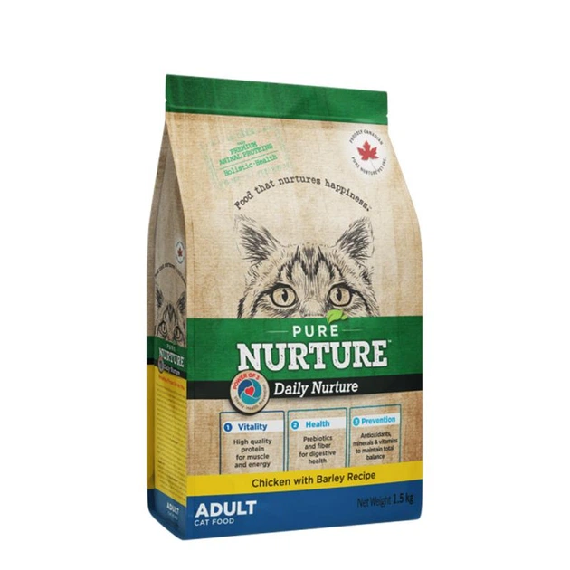 Pure Nurture Daily Power of 3. Chicken with Barley Adult Cats. для дорослих котів з куркою та ячменем, 1,5кг