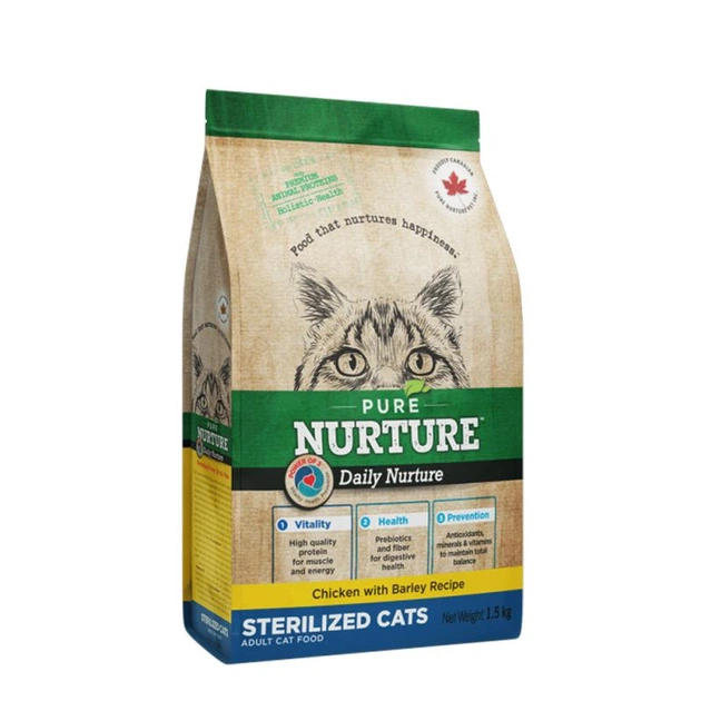 Pure Nurture Daily Power of 3 Chicken with Barley Sterilized Cals. ДЛя дорослих стерилізованих котів з куркою та ячменем, 1,5кг