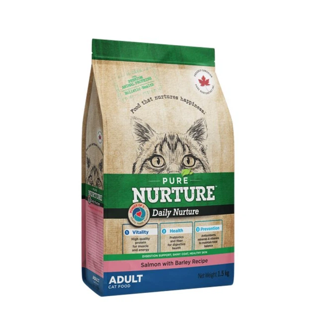 Pure Nurture Daily Power of 3 Salmon with Barley Adults Cats, для дорослих котів з лососем та ячменем, 1,5кг
