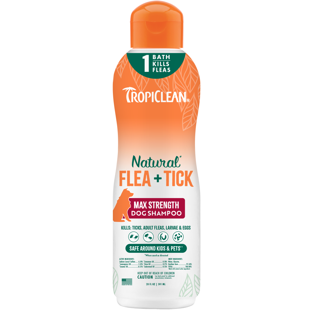 TropiClean Natural Flea & Tick Shampoo Max Шампунь инсектоакарицидный -Макс, зашита" 592мл
