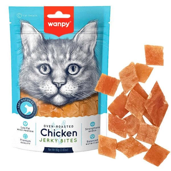 Wanpy ШМАТОЧКИ КУРЯЧІ В'ЯЛЕНІ (Chicken Jerky Bites) ласощі для котів 80г