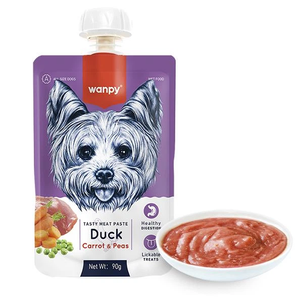 Wanpy КРЕМ-ПЮРЕ КАЧКА З МОРКВОЮ (Duck Carrot&Pea) рідкий корм для собак, 90г