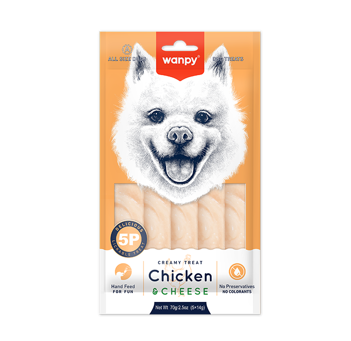 Wanpy КУРКА СИР (Creamy Chicken&Cheese) рідкі ласощі в стіках для собак 14гх5од