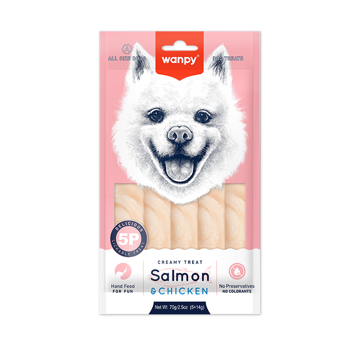 Wanpy ЛОСОСЬ КУРКА (Creamy Salmon&Chicken) рідкі ласощі в стіках для собак 14гх5од