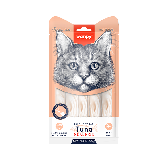 Wanpy ТУНЕЦЬ З ЛОСОСЕМ (Creamy Treat Tuna&Salmon) рідкі ласощі для котів 14гх5од