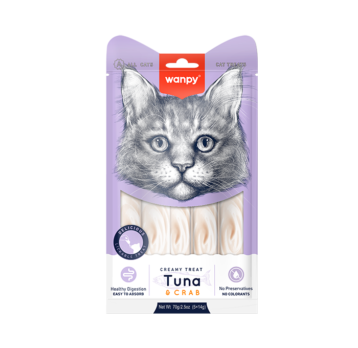 Wanpy ТУНЕЦЬ З КРАБОМ (Creamy Treat Tuna&Crab) рідкі ласощі для котів 14гх5од