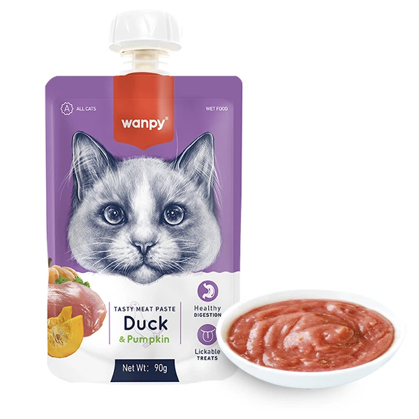 Wanpy КРЕМ-ПЮРЕ КАЧКА З ГАРБУЗОМ (Duck&Pumkin) рідкий корм для котів, 90г