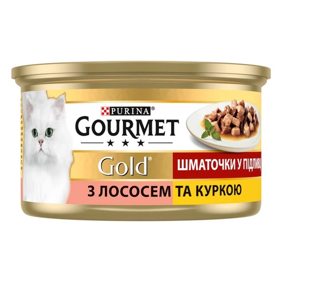 Корм Gourmet Gold с лососем и цыпленком ж/б