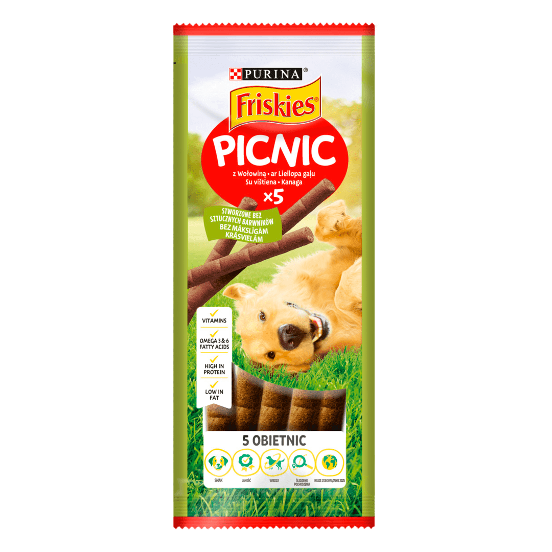Friskies Picnic (Пікнік). Додатковий сухий корм для дорослих собак, з яловичиною 42г