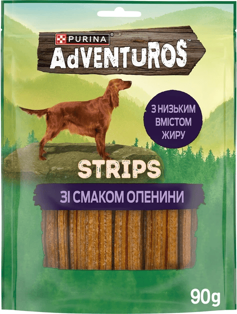 Purina Ласощі Adventuros Stripes Ласощі для дорослих собак, смужки, зі смаком оленини 90 г