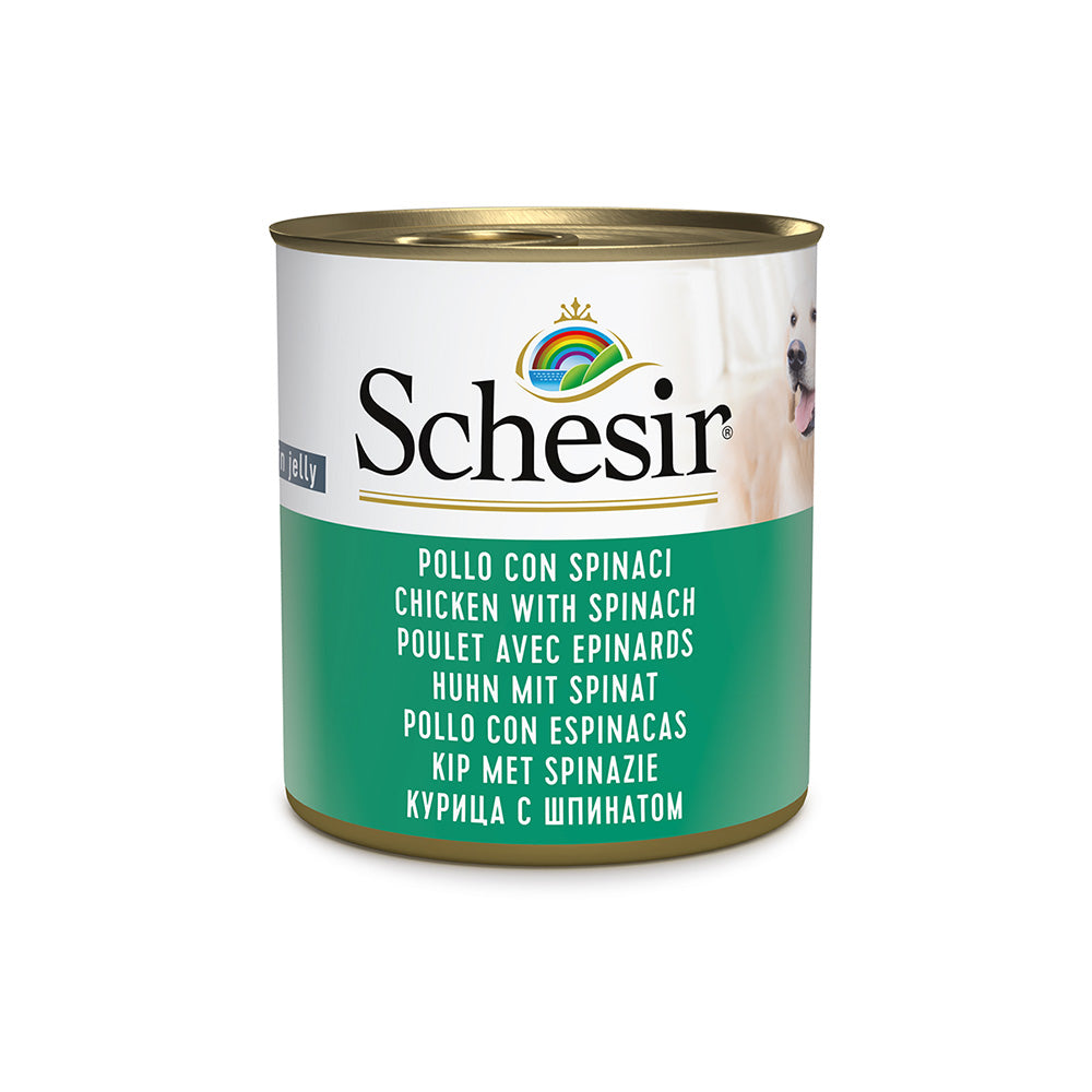 Schesir КУРКА З ШПИНАТОМ (Chicken Spinach) в желе консерви для собак, банка 285г (C2804)
