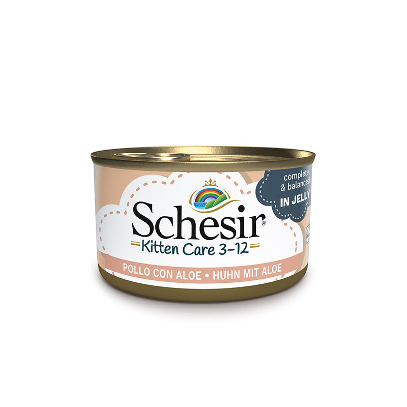 Schesir КУРКА З АЛОЕ (ChickenAloe Kitten) в желе для кошенят, банка,85г