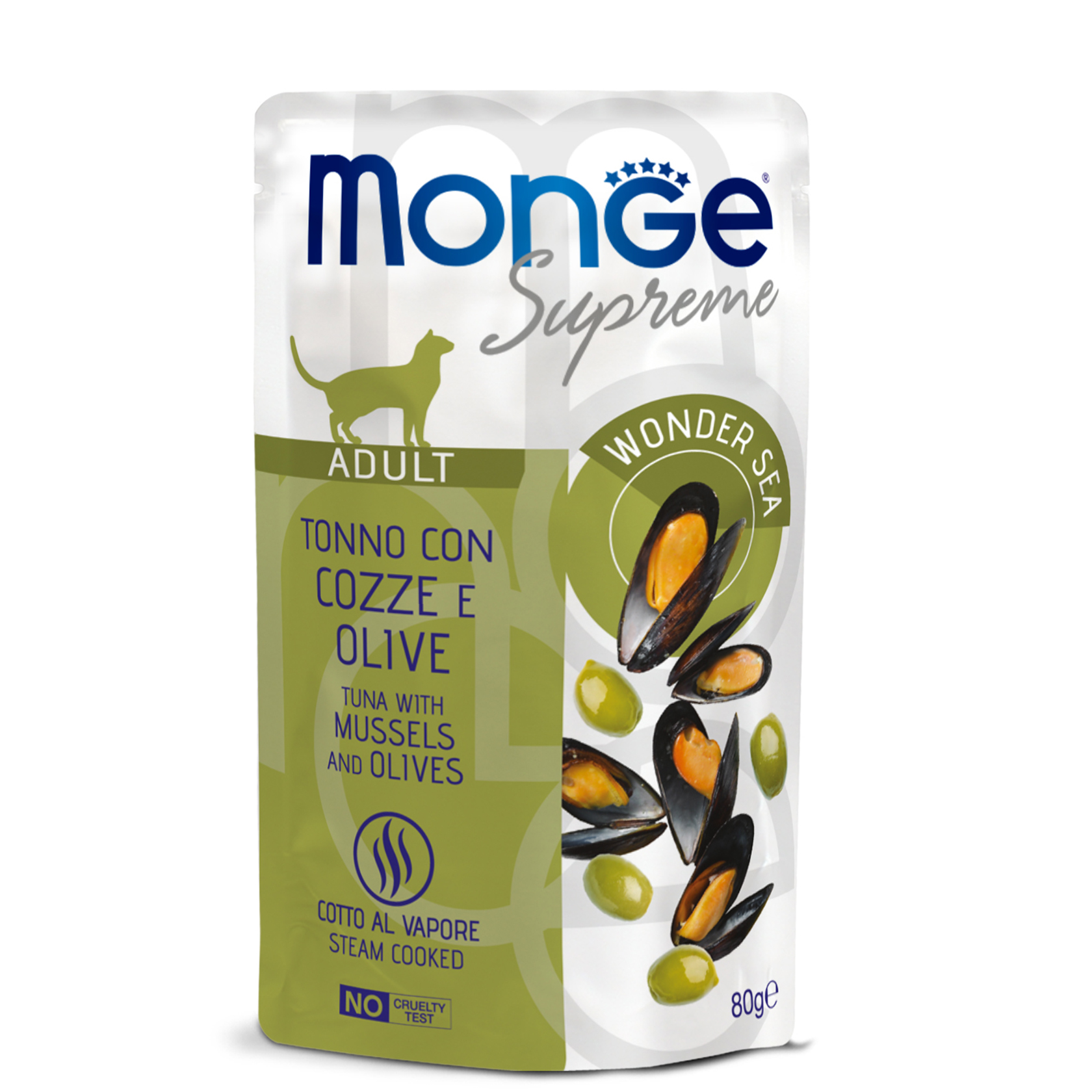 Monge Вологий корм для дорослих котів Cat Wet Adult Тунeць з мідіями та оливками 80 г