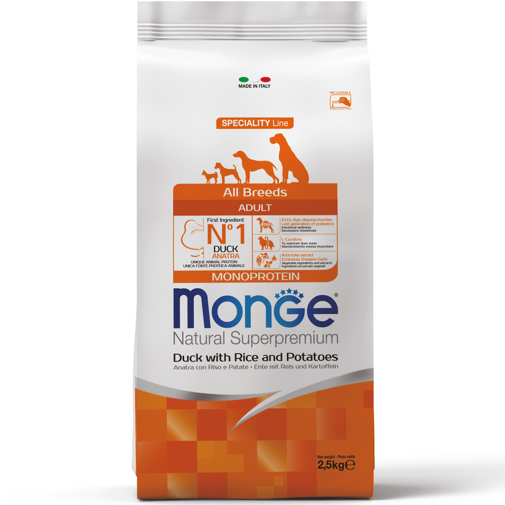 Monge Dog All breeds Adult качка, рис та картопля 2,5