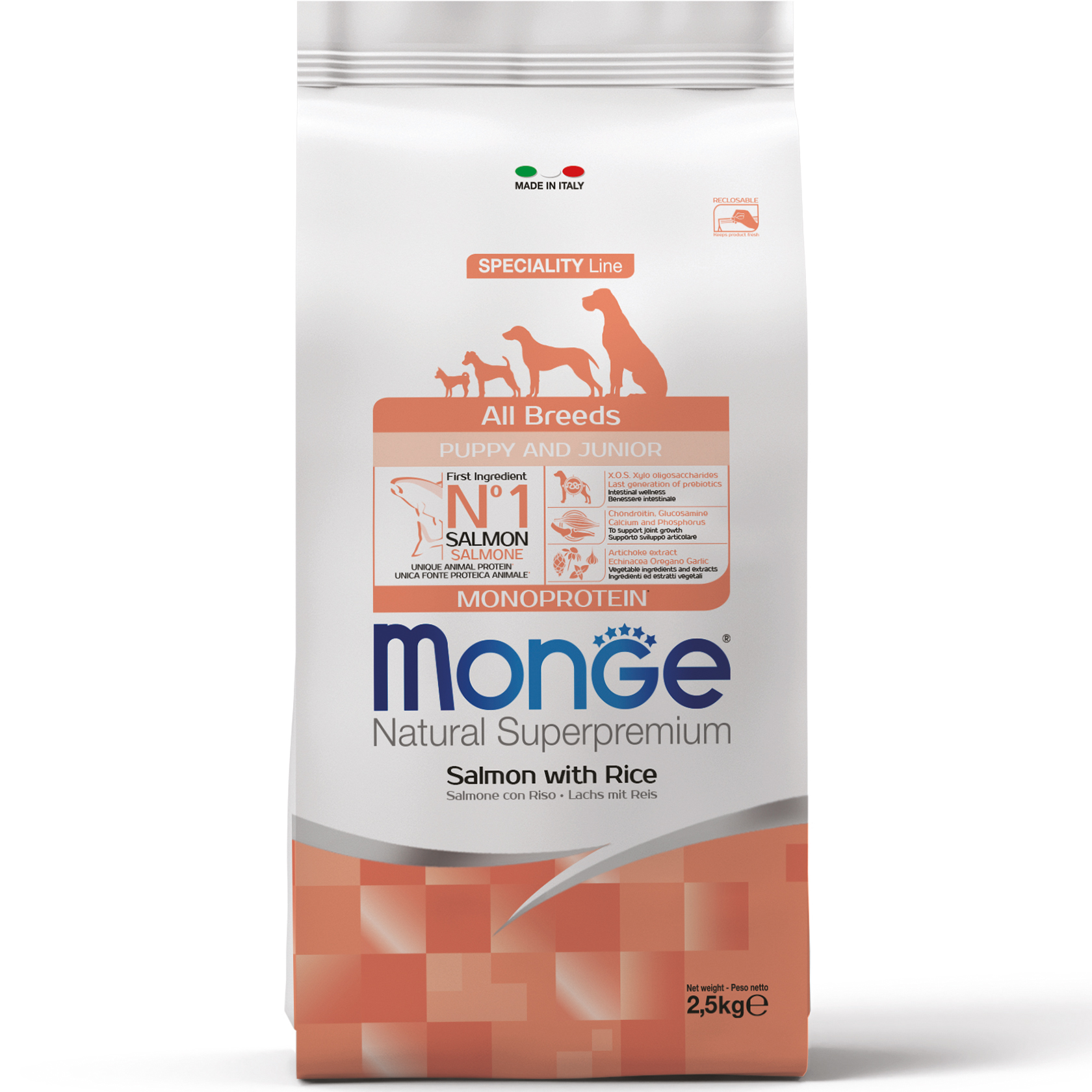 Monge Dog All breeds Puppy & Junior лосось з рисом 0,8