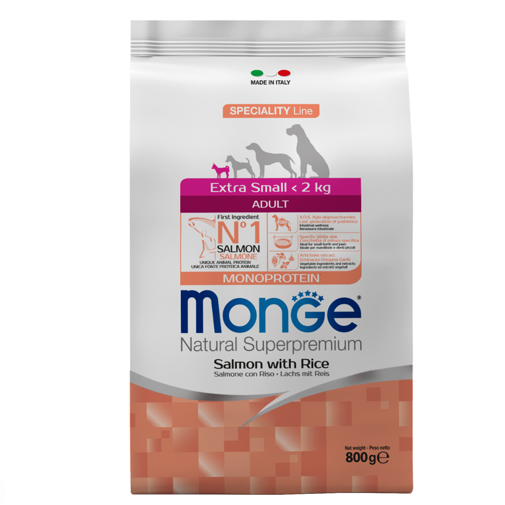 Monge Dog Extrasmall Adult лосось з рисом 0,8