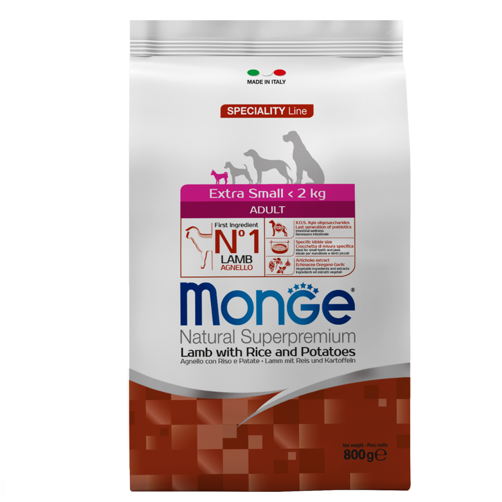 Monge Dog Extrasmall Adult ягня, рис та картопля 800гр 0,8