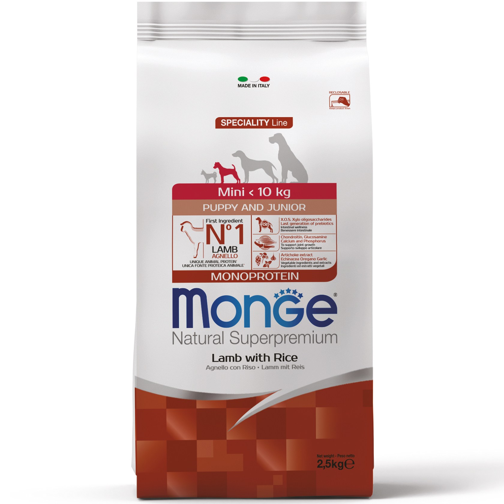 Monge Dog Mini Puppy & Junior ягня з рисом 0,8