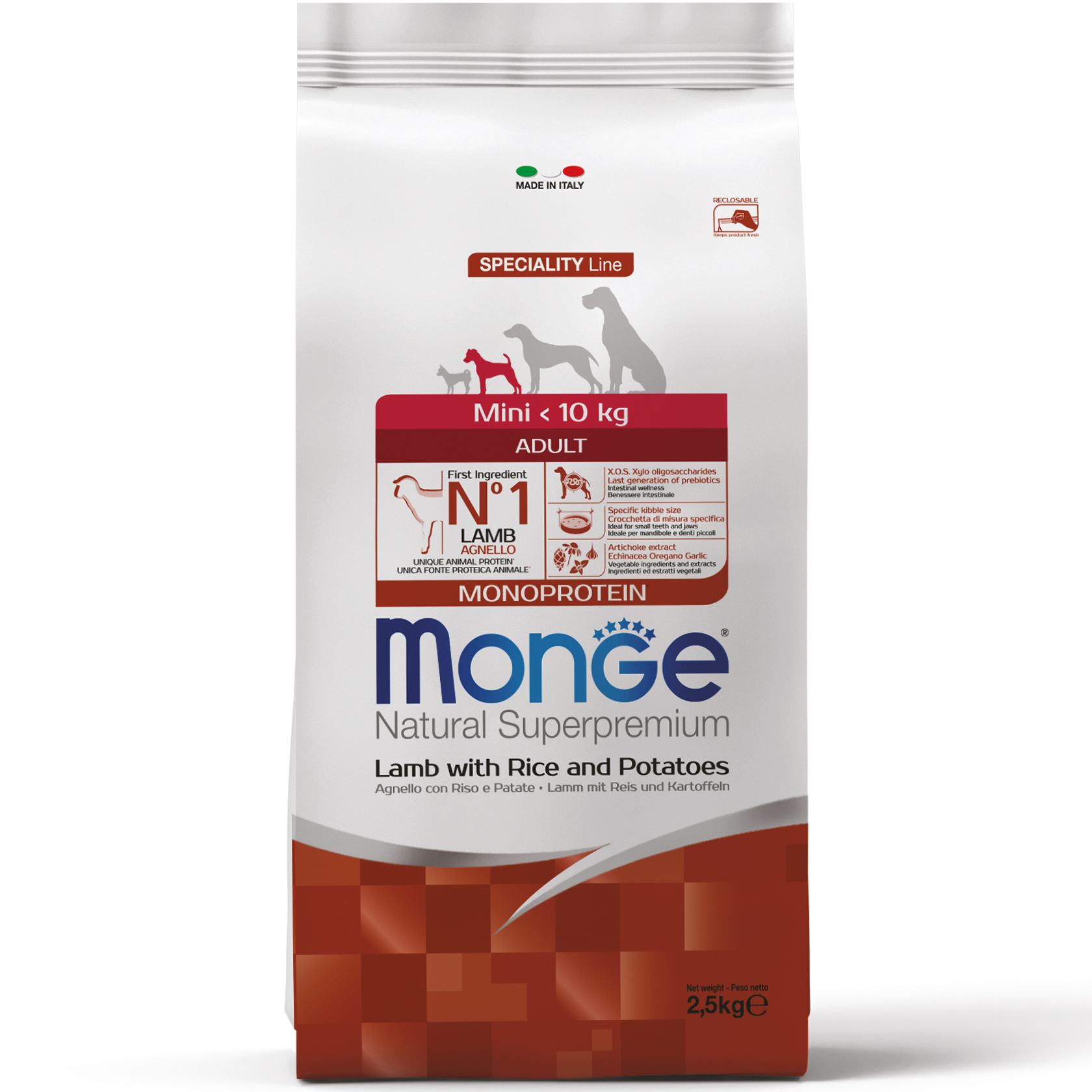 Monge Dog Mini Adult ягня, рис та картопля 0,8