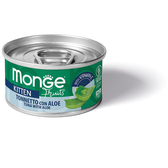 Вологий корм MONGE Fruits Kitten Cat Tuna Flakes with Aloe для кошенят тунець та алоє 80 г