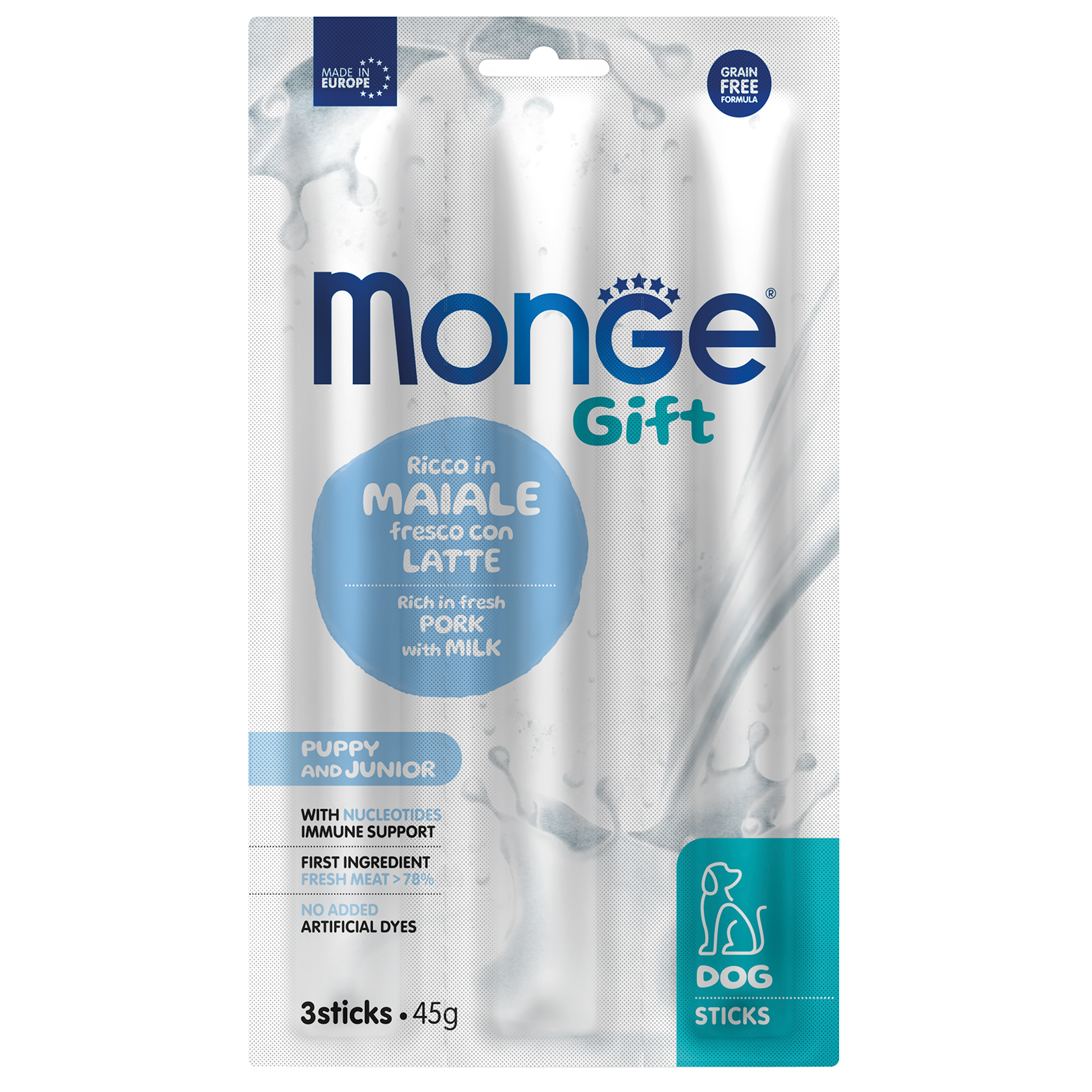 Monge GIF TD STICK PJ PORK/MILK 45гр ласощі для собак
