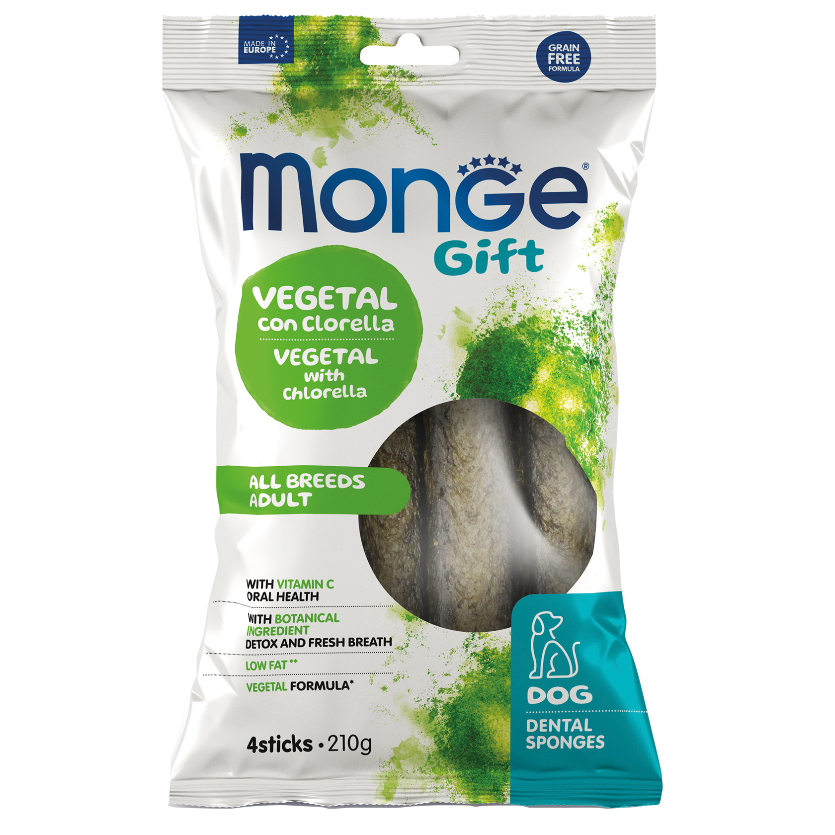 MONGEGIFTTD DENTSP VEGENT з хлорелою та перцовою мятою 210 гр ласощі для собак