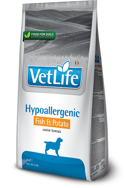 Фарміна дог сух Vet Life Hypoaliergenic Fish & Potato дієт харчування, при. харчовій алергії, 2 кг 25265