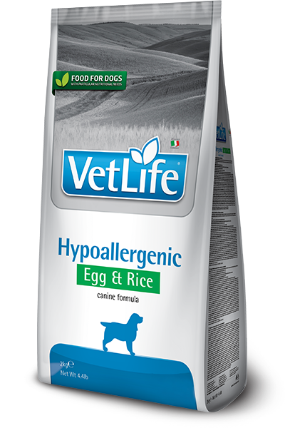 Фарміна дог сух Vet Life Hypoallergenic EGG & RICE діст. харчування, при харчовій алергії, 2 кг 25272