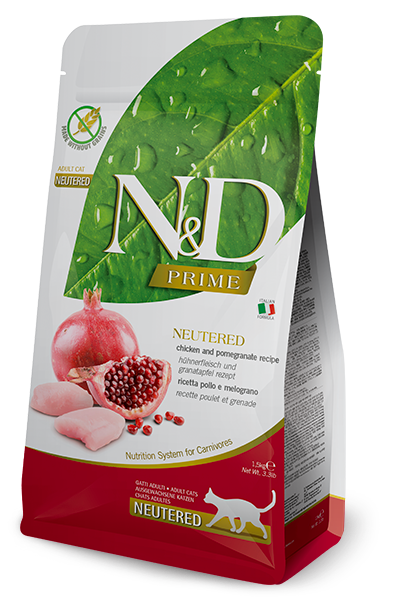 Фарміна кет сух N&D Grain Free PRIME CHICKEN & POMEGRANATE NEUTERED ADULT 300 gr 30450