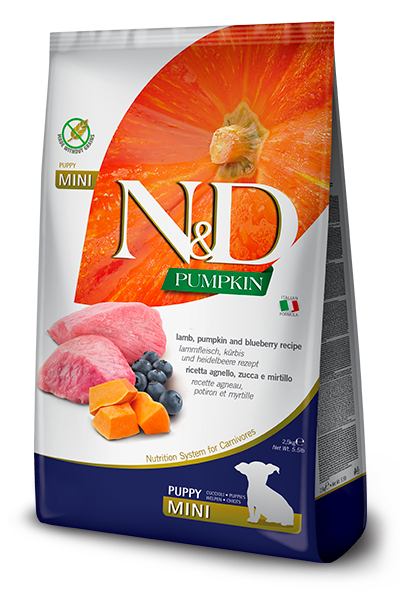 Фарміна дог сух N&D Grain Free PUMPKIN LAMB & BLUEBERRY PUPPY MINI 800 gr 33185