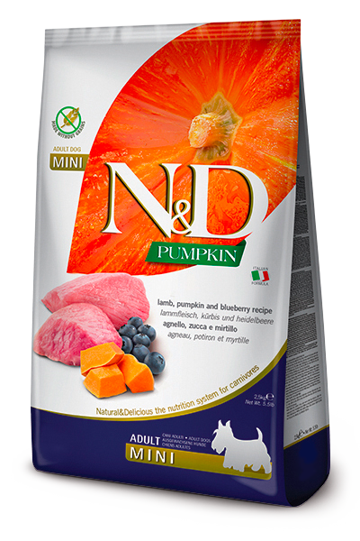 Фарміна дог сух N&D Grain Free PUMPKIN LAMB & BLUEBERRY ADULT MINI 800 gr 33208