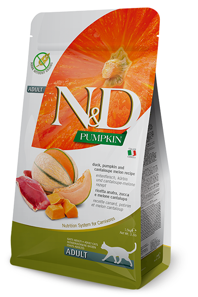 Фарміна кет сух N&D Grain Free PUMPKIN DUCK & CANTALUPE ADULT з качкою та гарбузом 1,5 kg 35400