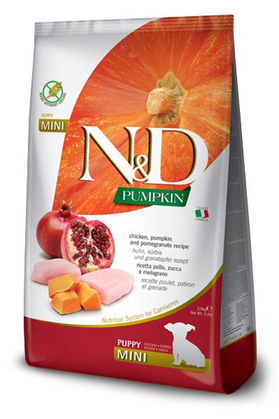 Фарміна дог сух N&D Grain Free PUMPKIN CHICKEN & POMEGRANATE PUPPY MINI 2,5 kg 38722