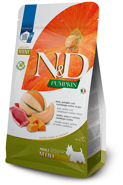 Фарміна дог сух N&D Grain Free PUMPKIN DUCK & CANTALOUPE ADULT MINI з качкою та динею 2 kg 38937
