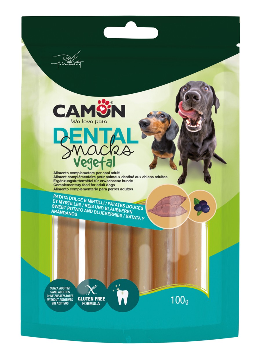CAMON Ласощі Dental Snak Каннолі з солодкої картоплі начинені чорницею, 100 гр, 10,5 см