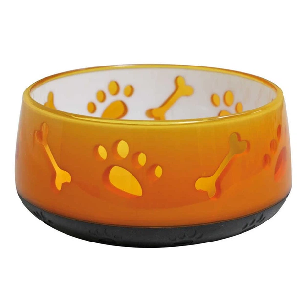 Миска CROCI Doggy, пластик, напівпрозора, прогумоване дно, оранж, 0,3л, 10см