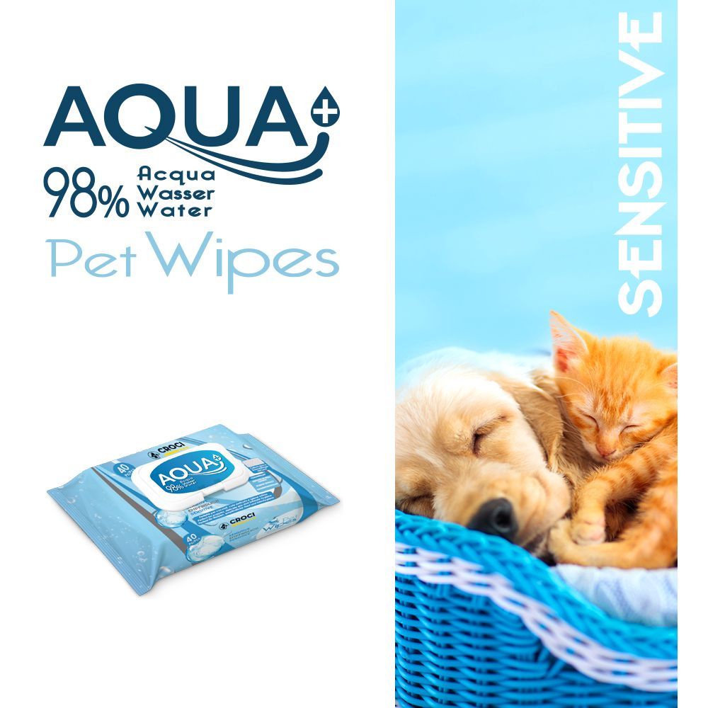 Серветки Croci гігієнічні для котів, SENSITIVE AQUA 40шт