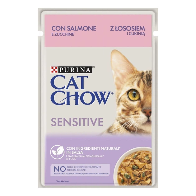 CAT CHOW Sensetive. З лососем та цукіні в желе. 85г