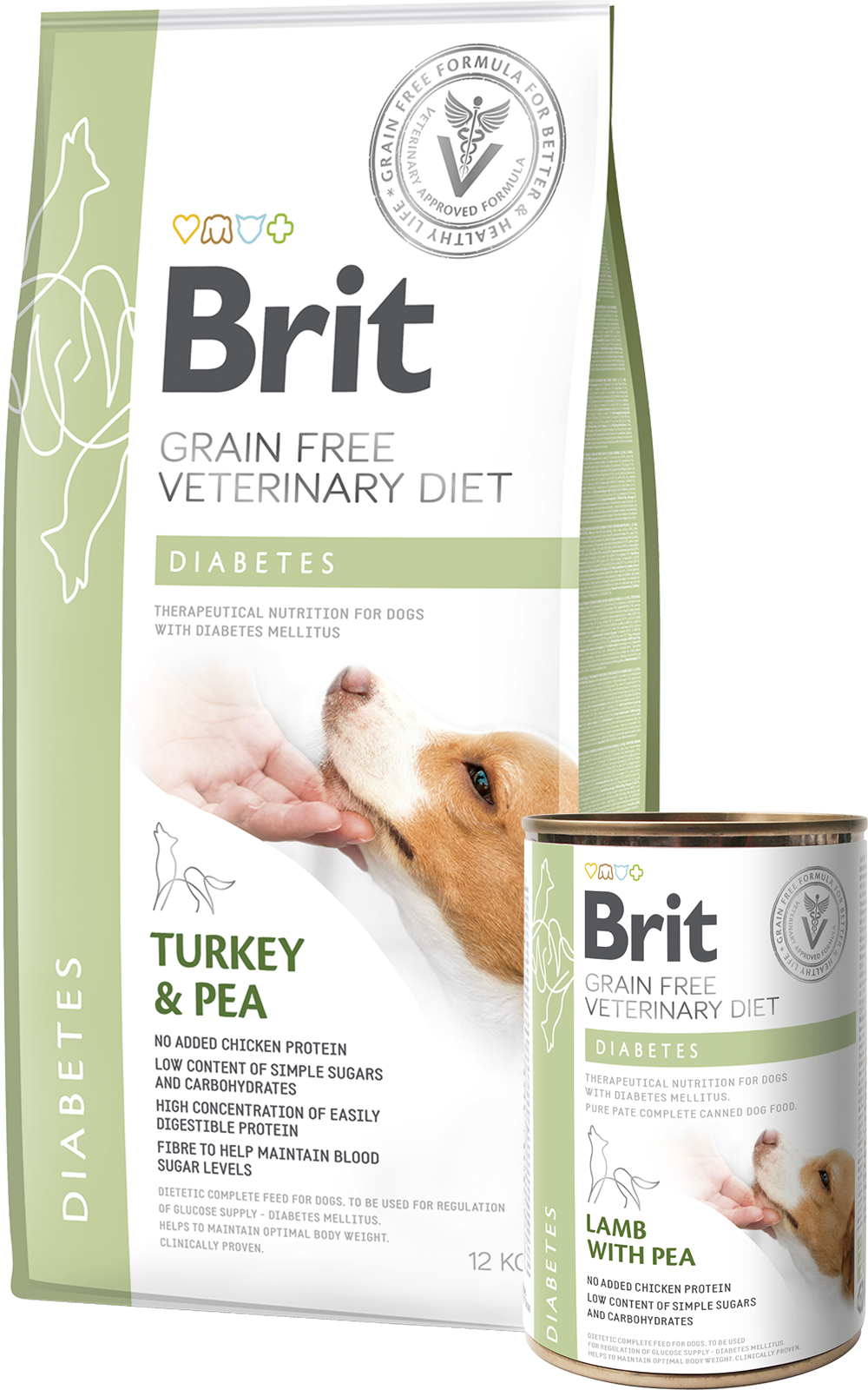 Корм Brit VetDiets сухий дієтичний беззерновий для собак при цукровому діабеті Вет Даєтс Дог Грейн Фрі Діабертс 2кг