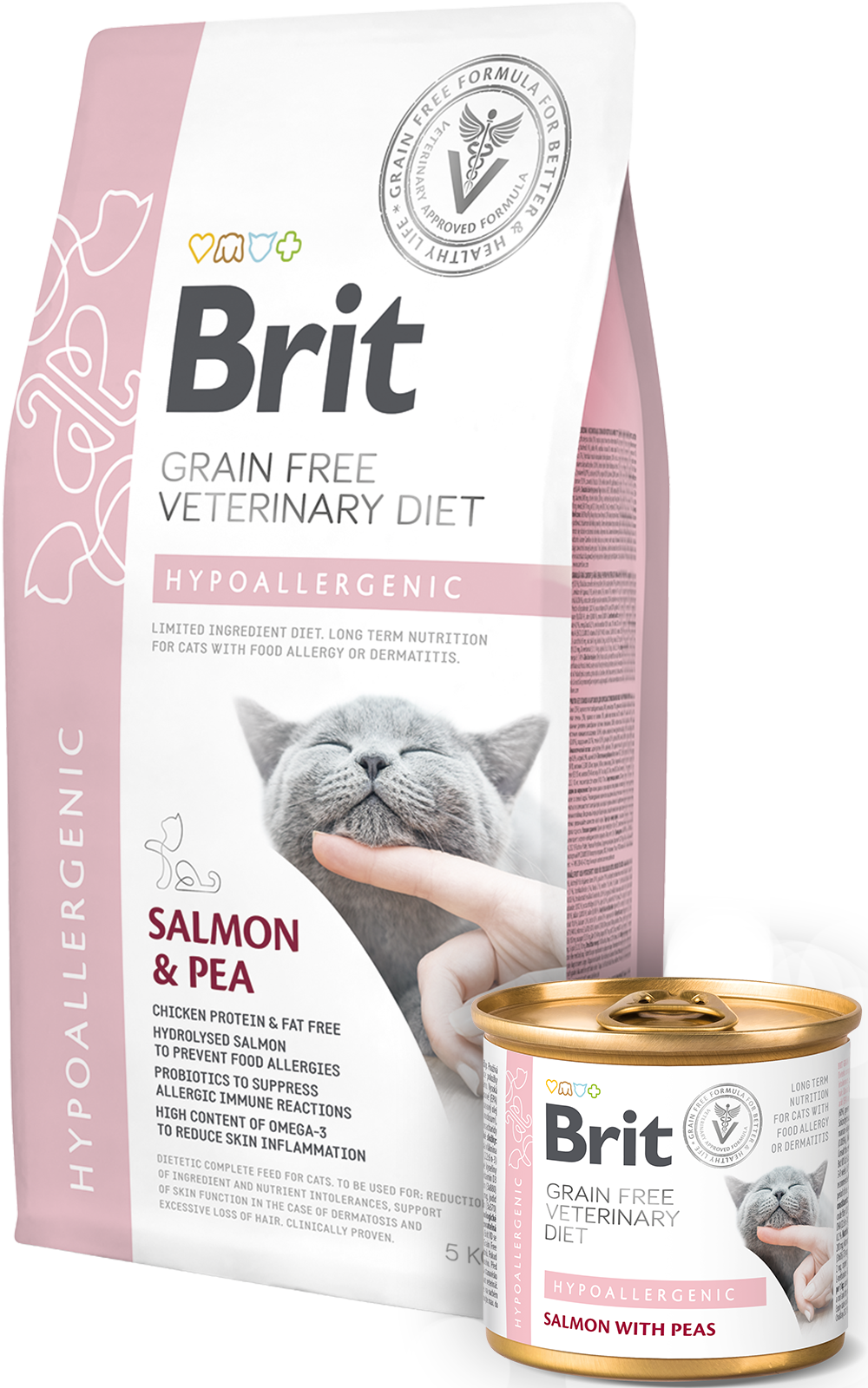 Корм Brit VetDiets сухий дієтичний беззерновий для котів з харчовою алергією Гіпоалергенік з лососем 400г