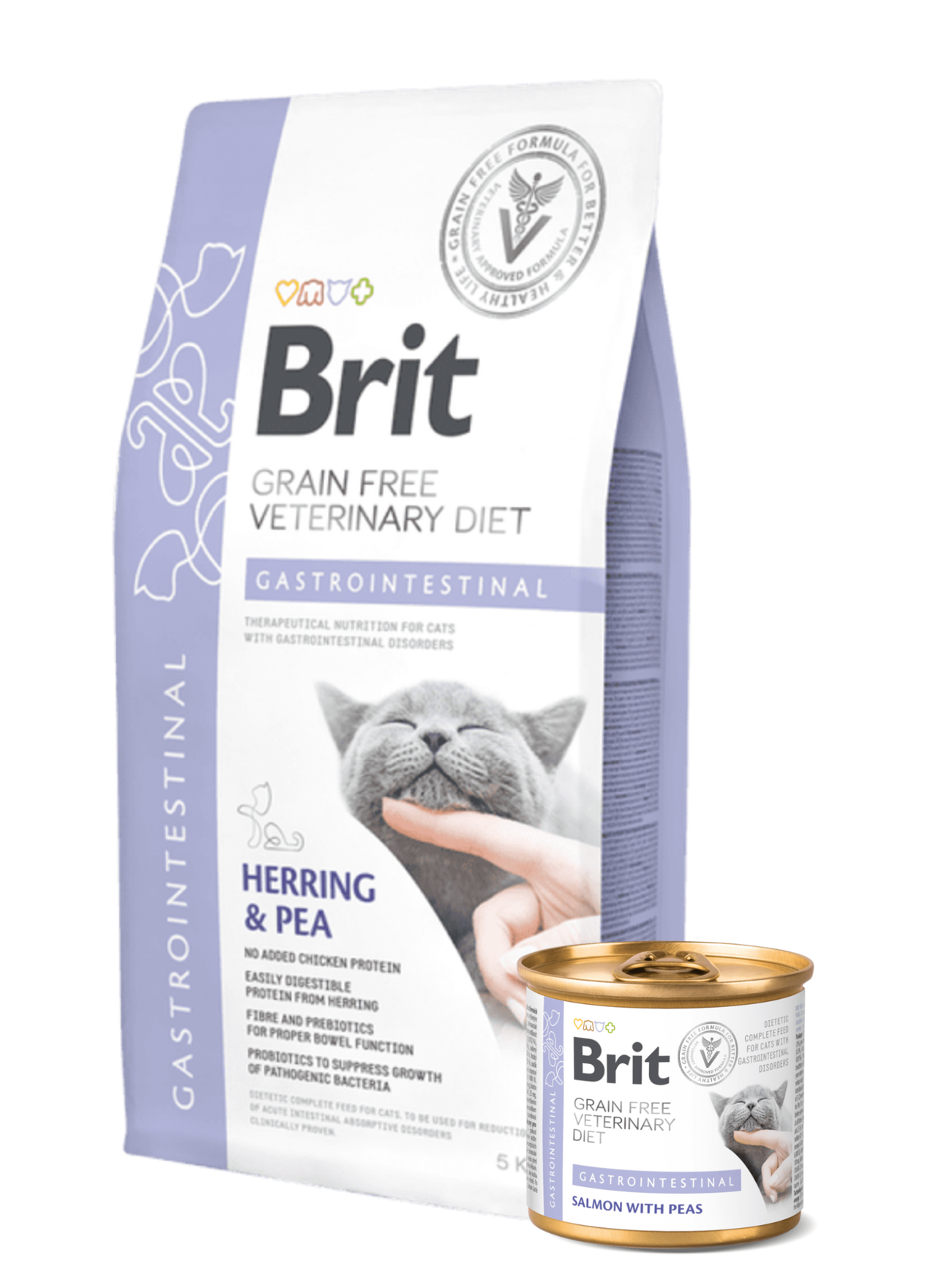 Корм Brit VetDiets сухий дієтичний для котів при порушеннях травлення Гастроінтестінал з оселедцем лососем яйцем 400г