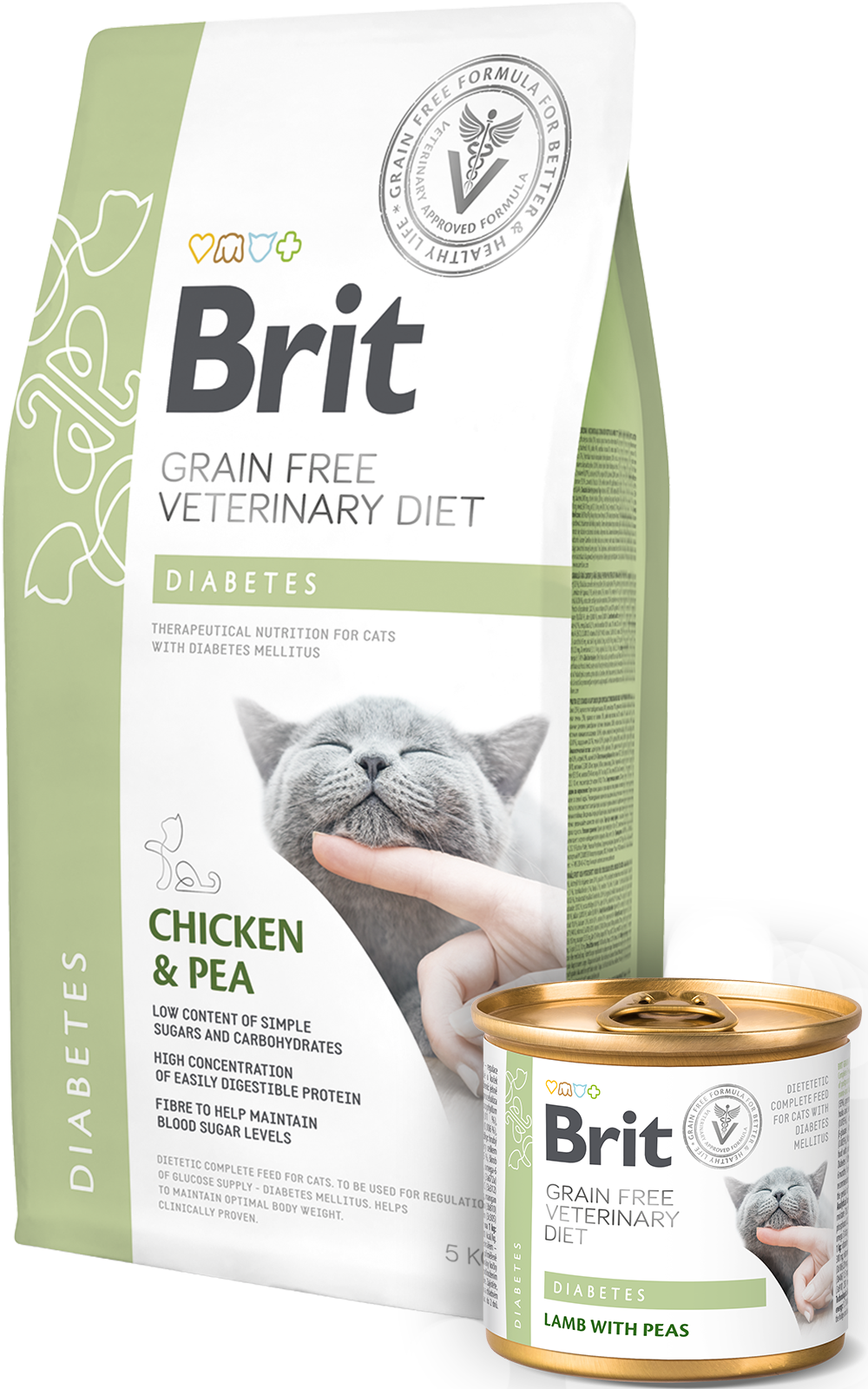 Корм Brit VetDiets беззерновий для котів при цукровому діабеті Вет Діаберт з куркою та горохом 2кг арт.170969/528523